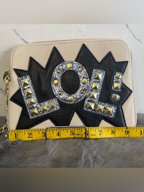 Embellished 'LOL' Clutch with Studs and Glitter